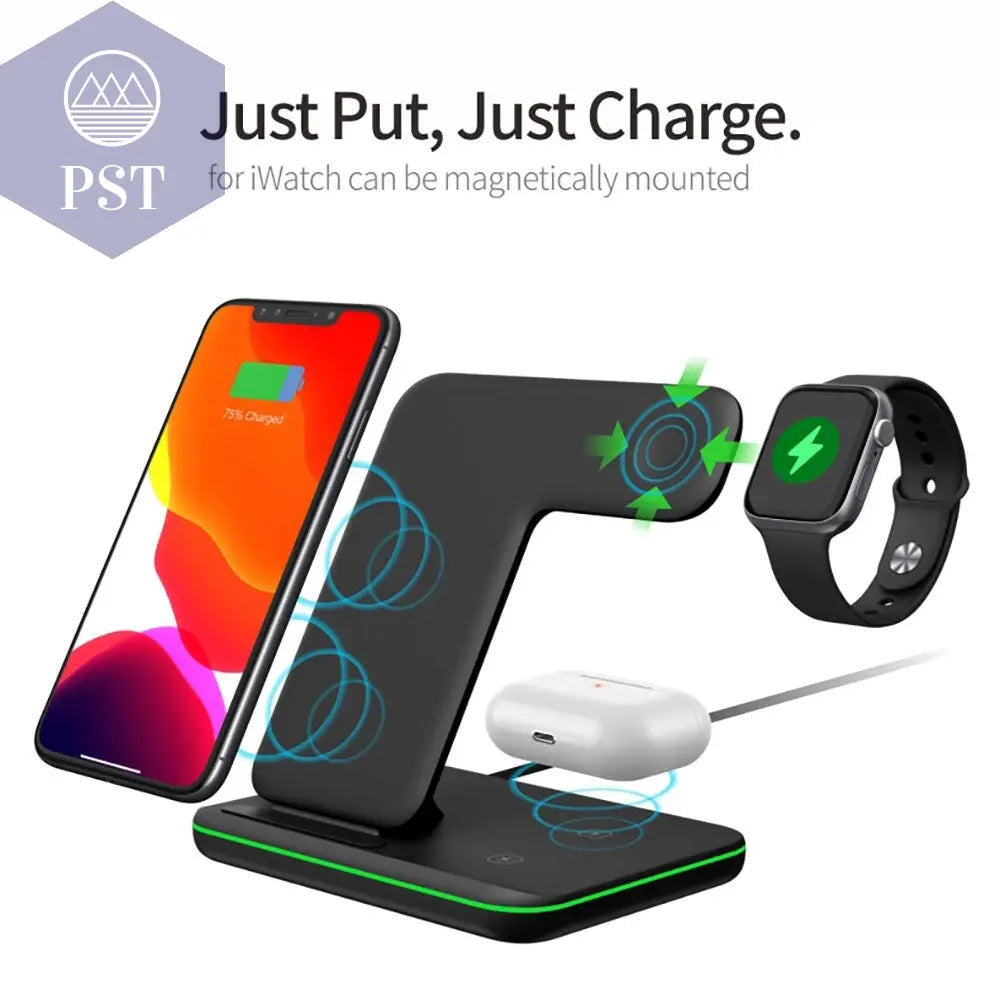 3 in 1Wireless Charger Stand Cellphones & Telecommunications - Cellphones PST PS Tradings