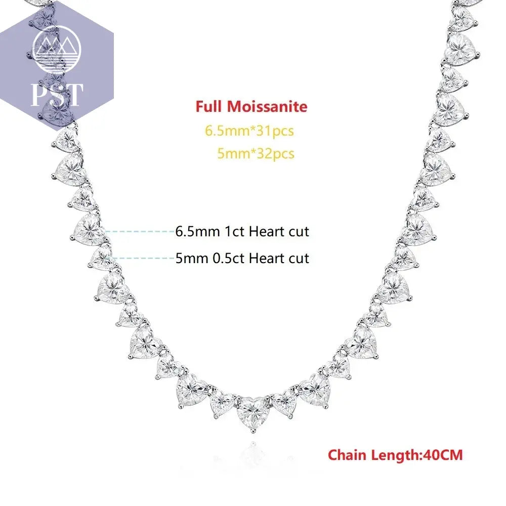 Elegante Moissanit Tennis Halskette aus Silber PST PS Tradings PST PS Tradings 40CM-CHINA-Full-Moissanite PST PS Tradings Elegante Moissanit Tennis Halskette aus Silber
