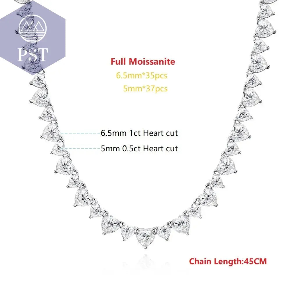 Elegante Moissanit Tennis Halskette aus Silber PST PS Tradings PST PS Tradings 45CM-CHINA-Full-Moissanite PST PS Tradings Elegante Moissanit Tennis Halskette aus Silber