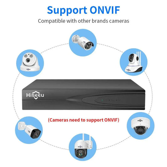 Hiseeu H.265+ HEVC 8CH 16CH 32CH CCTV NVR 4K 8MP 5MP 4MP 3MP 2MP IP Network Video Recorder For Surveillance Camera System Kit - Property & Safety Tradings