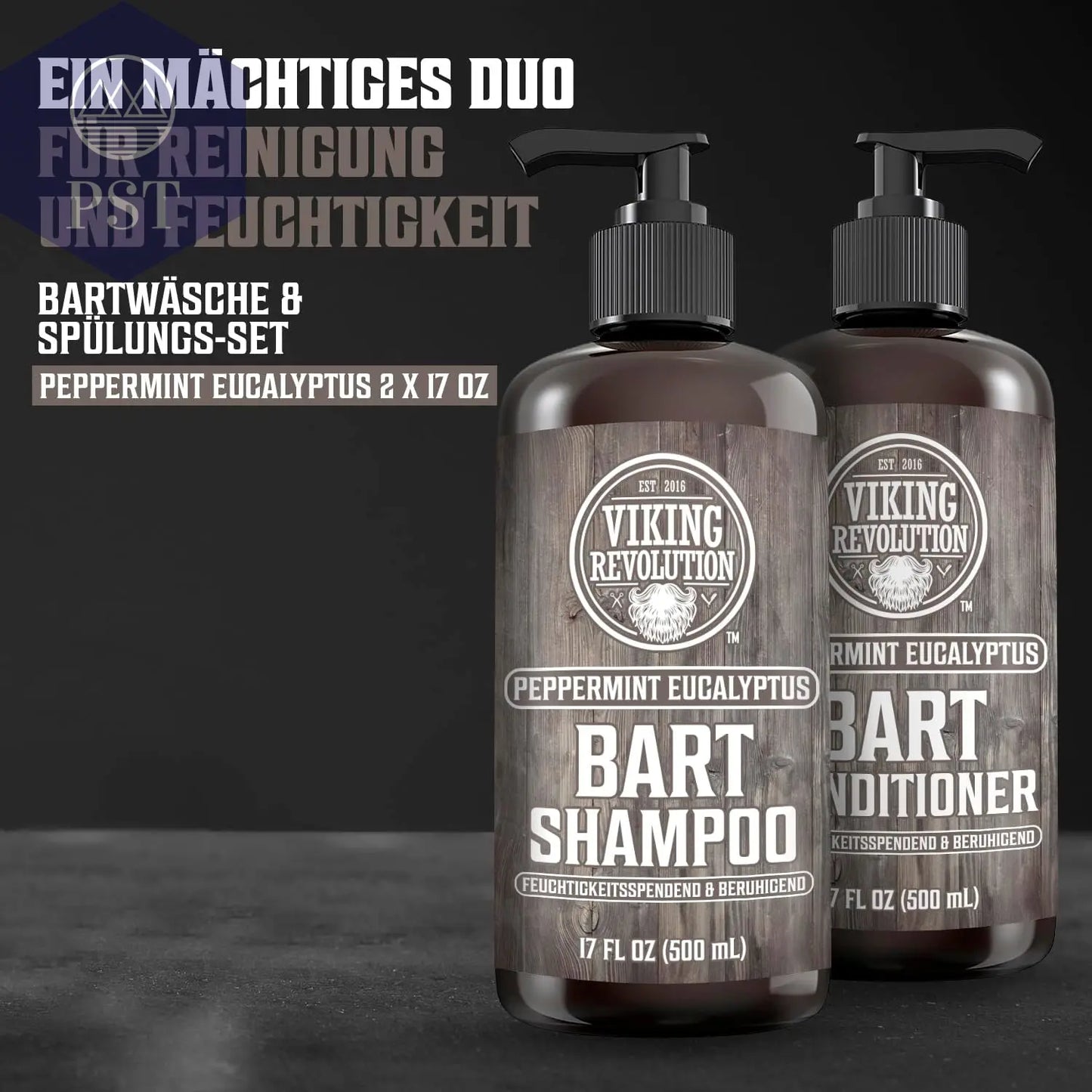 Viking Revolution Bart Shampoo & Conditioner Set - Erweicht, Glättet & Stärkt Den Bartwuchs - Natürlicher Pfefferminz- & Eukalyptusduft - Geschenke Für Männer - 2 X 500 Ml PST PS Tradings PST PS Tradings PST PS Tradings Viking Revolution Bart Shampoo & Conditioner Set - Erweicht, Glättet & Stärkt Den Bartwuchs - Natürlicher Pfefferminz- & Eukalyptusduft - Geschenke Für Männer - 2 X 500 Ml
