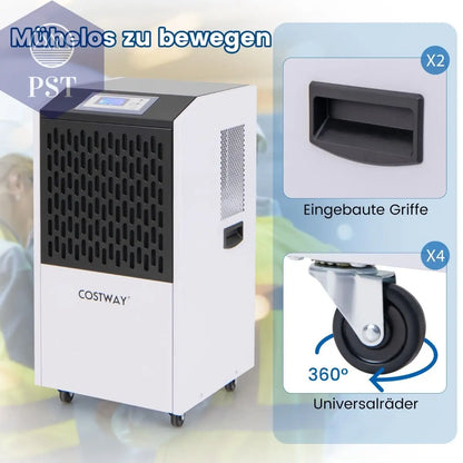 118 L/Tag Luftentfeuchter Kommerziell Bautrockner Mit Ablaufschlauch 24H Timer Und 4 Rädern PST PS Tradings  PST PS Tradings  PST PS Tradings 118 L/Tag Luftentfeuchter Kommerziell Bautrockner Mit Ablaufschlauch 24H Timer Und 4 Rädern
