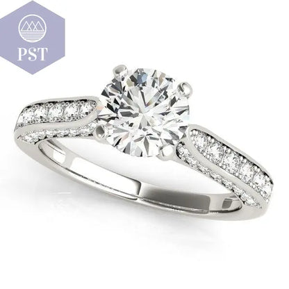 14k White Gold Round Cathedral Diamond Engagement Ring (1 1/2 cttw) PST PS Tradings Diamantring PST PS Tradings 5inches PST PS Tradings