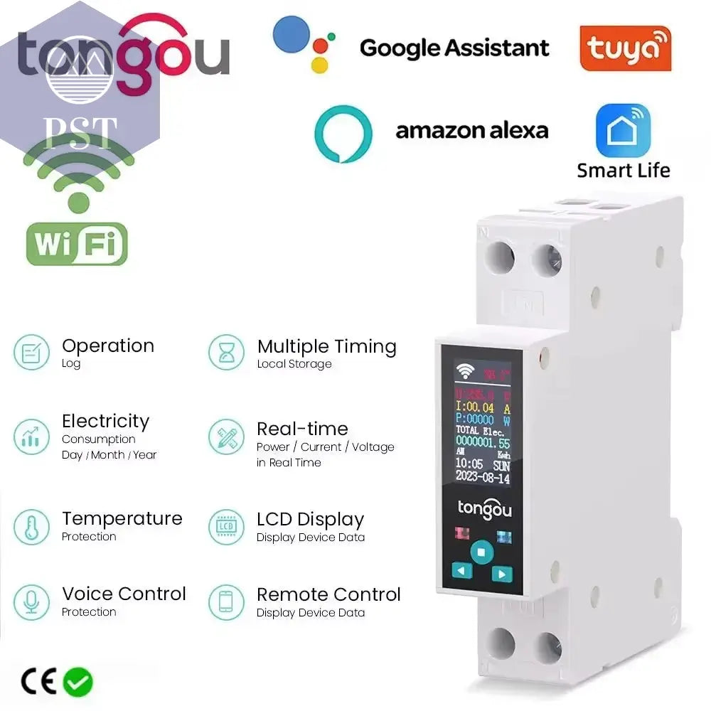 1P 50A Tuya WIFI Smart Switch Leistungsschalter LED Energie Meter Kwh Power Metering Timer Relais Fernbedienung Smart Leben APP PST PS Tradings  PST PS Tradings 1-50A-Adjustable PST PS Tradings 1P 50A Tuya WIFI Smart Switch Leistungsschalter LED Energie Meter Kwh Power Metering Timer Relais Fernbedienung Smart Leben APP
