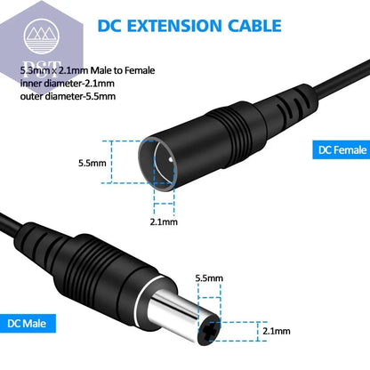 2M 6.56FT/ 5M 16.5FT / 10M 33FT DC Extension 5.5x2.1mm Power Cord Cable Extender For CCTV Security Camera 12 Volt Extension Cord - PST PS Tradings