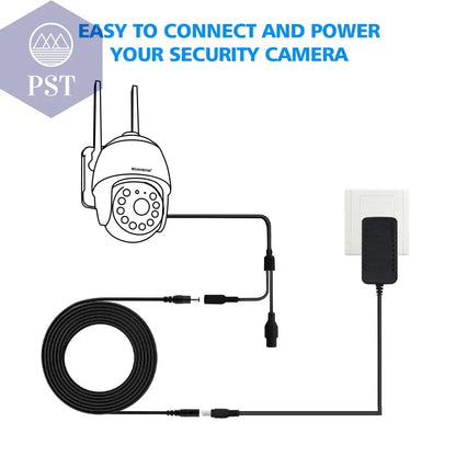 2M 6.56FT/ 5M 16.5FT / 10M 33FT DC Extension 5.5x2.1mm Power Cord Cable Extender For CCTV Security Camera 12 Volt Extension Cord - PST PS Tradings