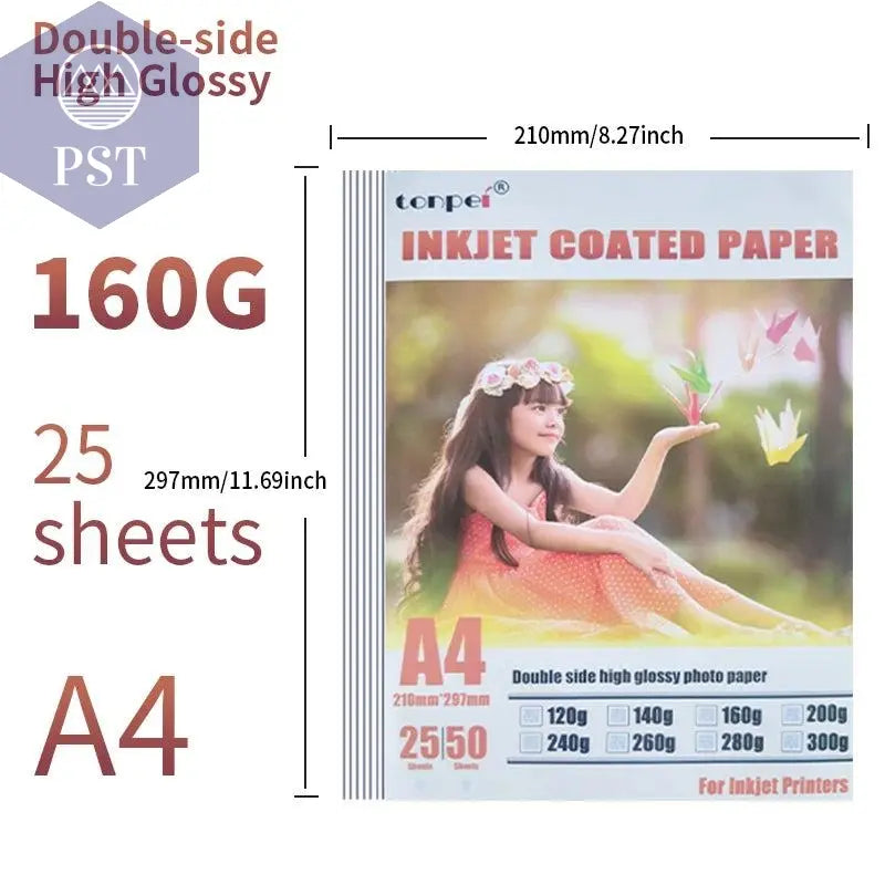 A4 Double Side High Glossy Inkjet Coated Paper For Use In Making Menu Cover Brochures Photo Picture 25sheets 8.3inch*11.7inch - PST PS Tradings