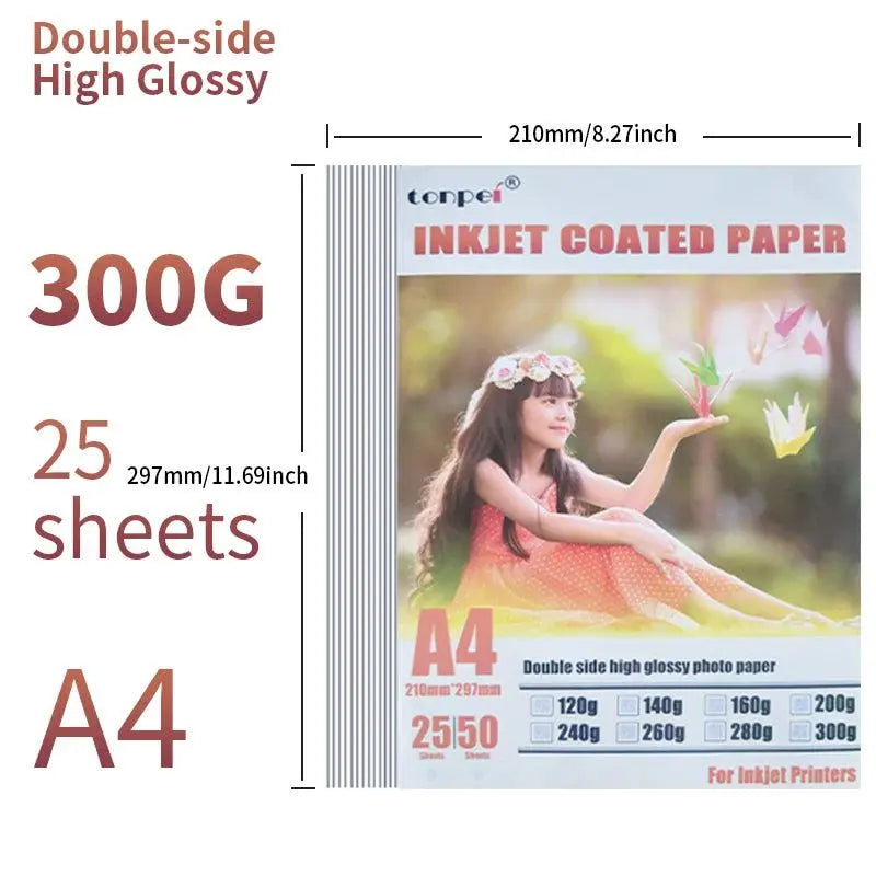 A4 Double Side High Glossy Inkjet Coated Paper For Use In Making Menu Cover Brochures Photo Picture 25sheets 8.3inch*11.7inch - PST PS Tradings