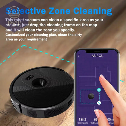 ABIR X6 Roboter-Staubsauger Mit Dreifacher Visueller Navigation, 6000-Pa-Absaugung, Virtueller Software-Wand, Zonenreinigung, Desinfektion Durch Nasswischen, Kartenspeicher, Kompatibel Mit Alexa, Google Home PST PS Tradings  PST PS Tradings  PST PS Tradings
