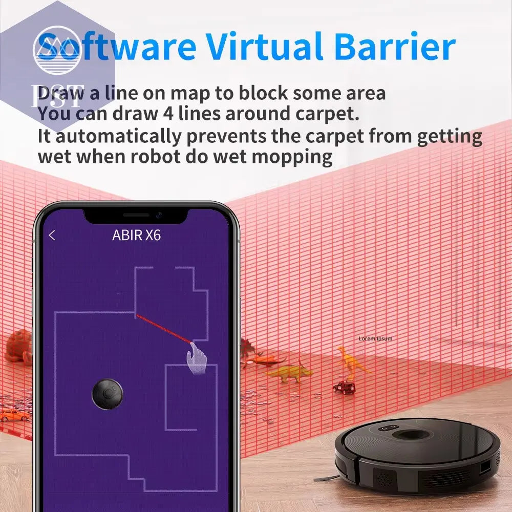 ABIR X6 Roboter-Staubsauger Mit Dreifacher Visueller Navigation, 6000-Pa-Absaugung, Virtueller Software-Wand, Zonenreinigung, Desinfektion Durch Nasswischen, Kartenspeicher, Kompatibel Mit Alexa, Google Home PST PS Tradings  PST PS Tradings  PST PS Tradings