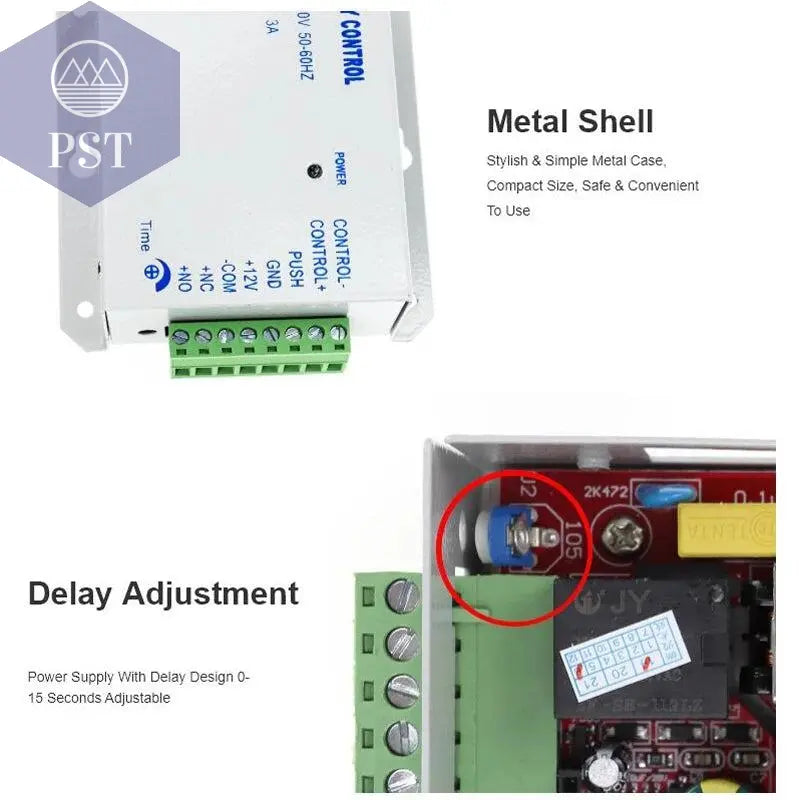 Access Control Power Supplier Transformer DC 12V 3A Door system Switch AC 110~240V Delay time max 15s High Quality Control - PST PS Tradings
