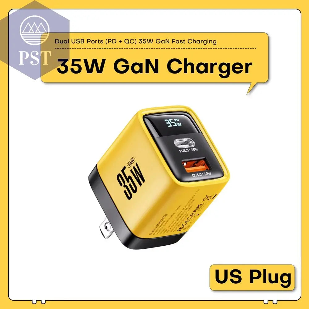 Asome Tech 35W Gan Ladegerät Led Display Qc 3,0 30W 25W Pd Pps Schnell Ladung Usb Typ C Ladegerät Für Iphone 14 Pro Samsung S23 Xiaomi      Us-Plug PST PS Tradings