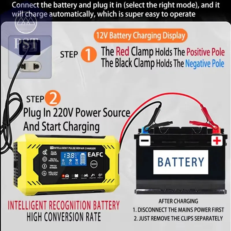 Autobatterie-Ladegerät 6A 12V Auto Und Motorrad Batterie Ladegerät Blei-Säure-Batterie Smart Reparatur Lcd-Display PST PS Tradings  PST PS Tradings  PST PS Tradings Autobatterie-Ladegerät 6A 12V Auto Und Motorrad Batterie Ladegerät Blei-Säure-Batterie Smart Reparatur Lcd-Display