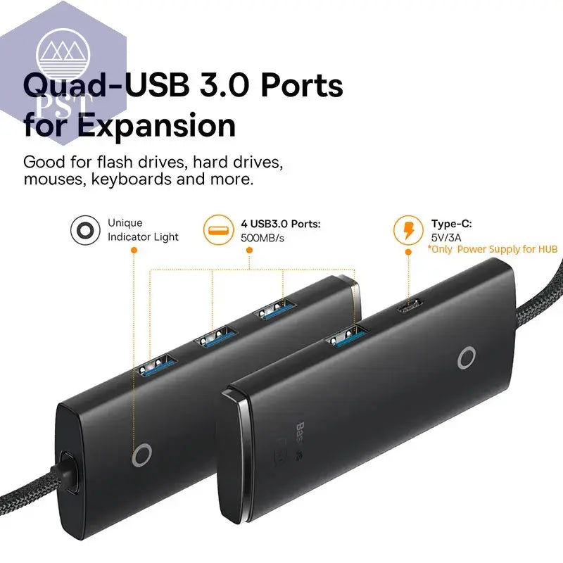 Baseus USB-C Hub 4* USB 3.0 USB-C Dock Adapter 4-in-1 PST PS Tradings USB-Hub PST PS Tradings  PST PS Tradings