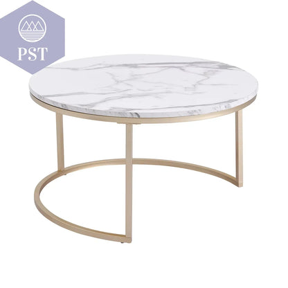 Couchtisch Set Mit Marmorstruktur Für Wohnzimmer, Sofa, Seitlicher Runder Kaffee- Und Teetisch, 2-In-1-Kombinationsmöbel, Goldenes Weiß PST PS Tradings Tische PST PS Tradings  PST PS Tradings Couchtisch Set Mit Marmorstruktur Für Wohnzimmer, Sofa, Seitlicher Runder Kaffee- Und Teetisch, 2-In-1-Kombinationsmöbel, Goldenes Weiß Tische