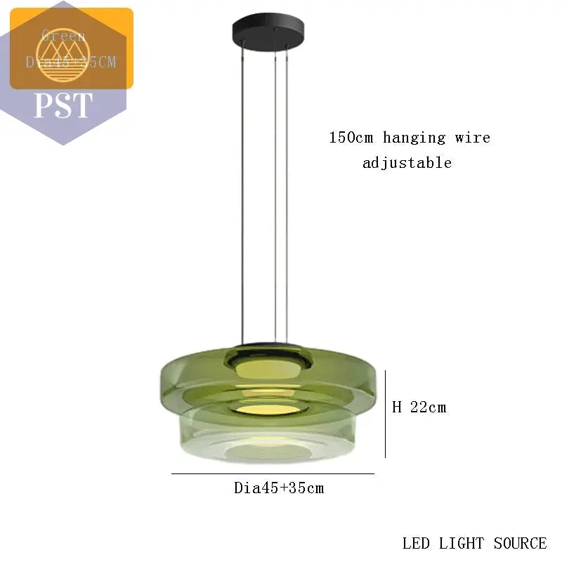 Elegante Glas-Chandelier für modernes Wohnen PST PS Tradings  PST PS Tradings 2-tier-green-L-natural-light PST PS Tradings