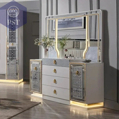 Elegantes Schlafzimmer Set Schminktisch mit LED-Spiegel Set PST PS Tradings Schminktisch PST PS Tradings  PST PS Tradings