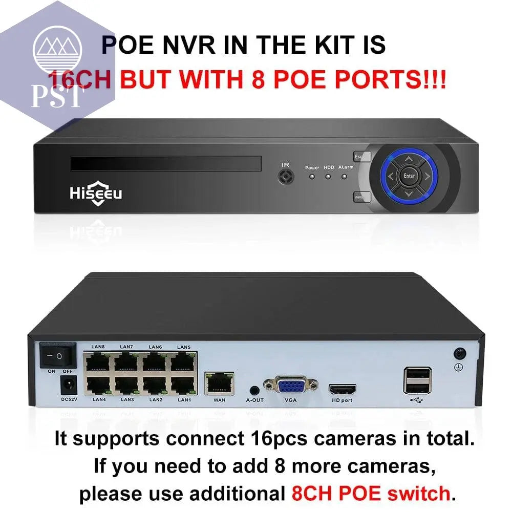 Hiseeu 5MP 3MP 8CH POE NVR Video Audio Record ONVIF CCTV IP Security Surveillance Camera System Kit Set Outdoor House Waterproof - Property & Safety Tradings