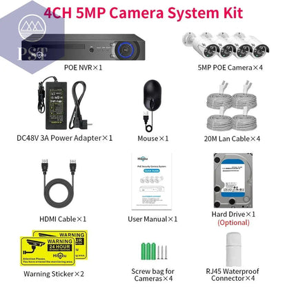Hiseeu 5MP 3MP 8CH POE NVR Video Audio Record ONVIF CCTV IP Security Surveillance Camera System Kit Set Outdoor House Waterproof - Property & Safety Tradings