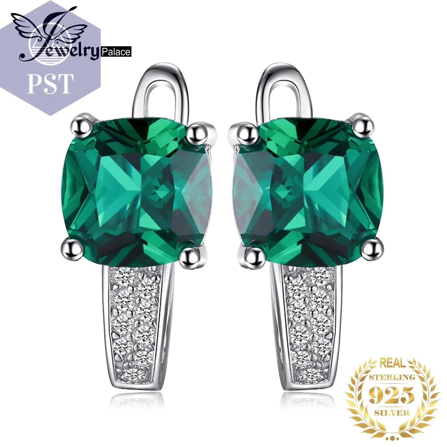 JewelryPalace Simulierte Grün Smaragd Erstellt Rubin Saphir 925 Sterling Silber Hoop Ohrringe für Frauen Edelsteine Huggie Ohrringe       PST PS Tradings