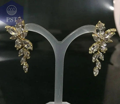 LXOEN Marquise Cut Flower Zirconia Crystal Long Drop Earrings for Women Shiny Leaf CZ Stone Bridal Wedding Jewelry - PST PS Tradings