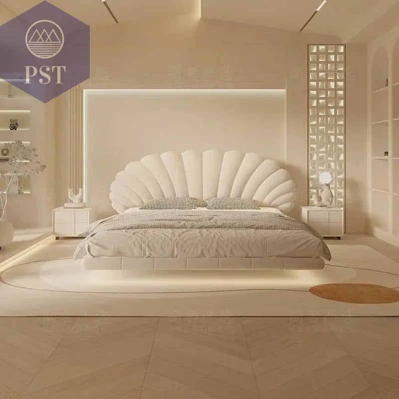 Luxuriöses King Size Designer Doppelbett Weiß PST PS Tradings Möbel PST PS Tradings pneumatic-structure-1.5x2m-2cabinet PST PS Tradings