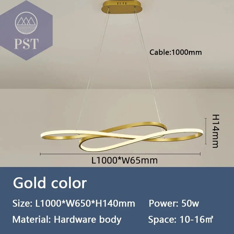 Moderne LED Deckenleuchte Pendelleuchte Beleuchtung Schwarz/Gold PST PS Tradings Deckenleuchte PST PS Tradings Dimmable-RC-With-App-L1000mm-Gold PST PS Tradings