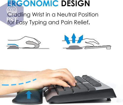 New Wrist Rest Mouse Pad Memory Foam Superfine Fibre Wrist Rest Pad Ergonomic Mousepad for Typist Office Gaming PC Laptop - PST PS Tradings