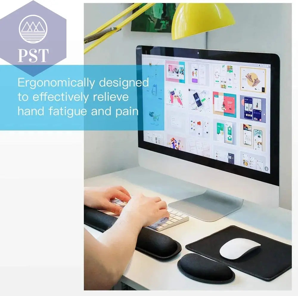 New Wrist Rest Mouse Pad Memory Foam Superfine Fibre Wrist Rest Pad Ergonomic Mousepad for Typist Office Gaming PC Laptop - PST PS Tradings