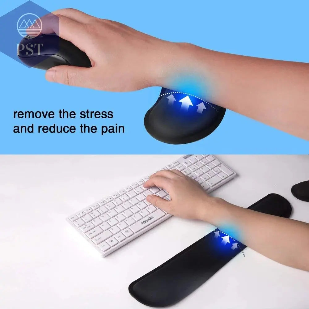 New Wrist Rest Mouse Pad Memory Foam Superfine Fibre Wrist Rest Pad Ergonomic Mousepad for Typist Office Gaming PC Laptop - PST PS Tradings