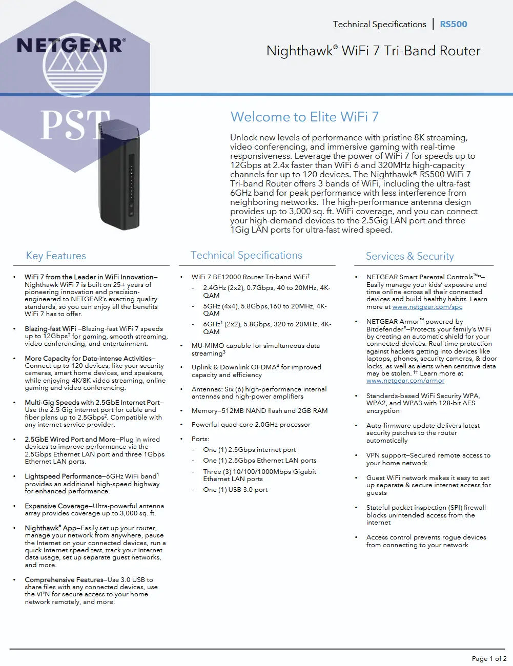 Netgear Nighthawk RS500 Wifi 7 PST PS Tradings Router Router Netgear Nighthawk RS500 Wifi 7