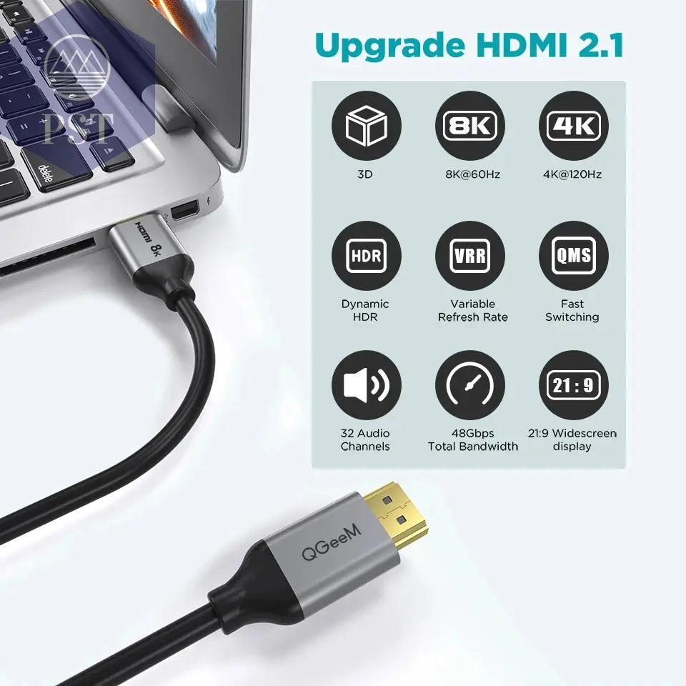 QGeeM 8K HDMI Kabel HDMI 2.1 für Xiaomi Xbox PS5 PS4 Chromebook 120Hz Splitter Cord  Cable     PST PS Tradings
