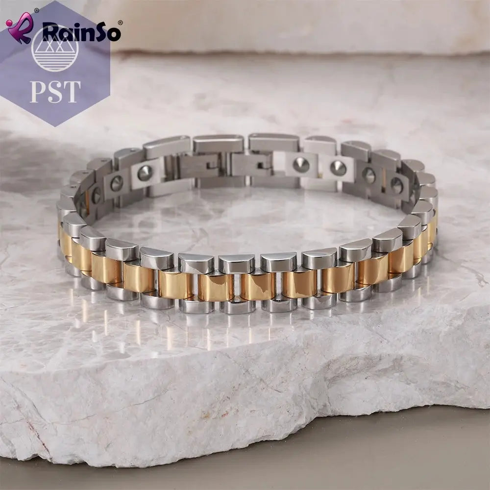 RainSo 99.999% Reinem Germanium Armband für Frauen Korea Beliebte Edelstahl Gesundheit Magnetische Germanium Energie Paar Schmuck  Modeschmuck     PST PS Tradings