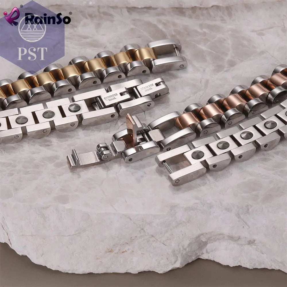 RainSo 99.999% Reinem Germanium Armband für Frauen Korea Beliebte Edelstahl Gesundheit Magnetische Germanium Energie Paar Schmuck  Modeschmuck     PST PS Tradings
