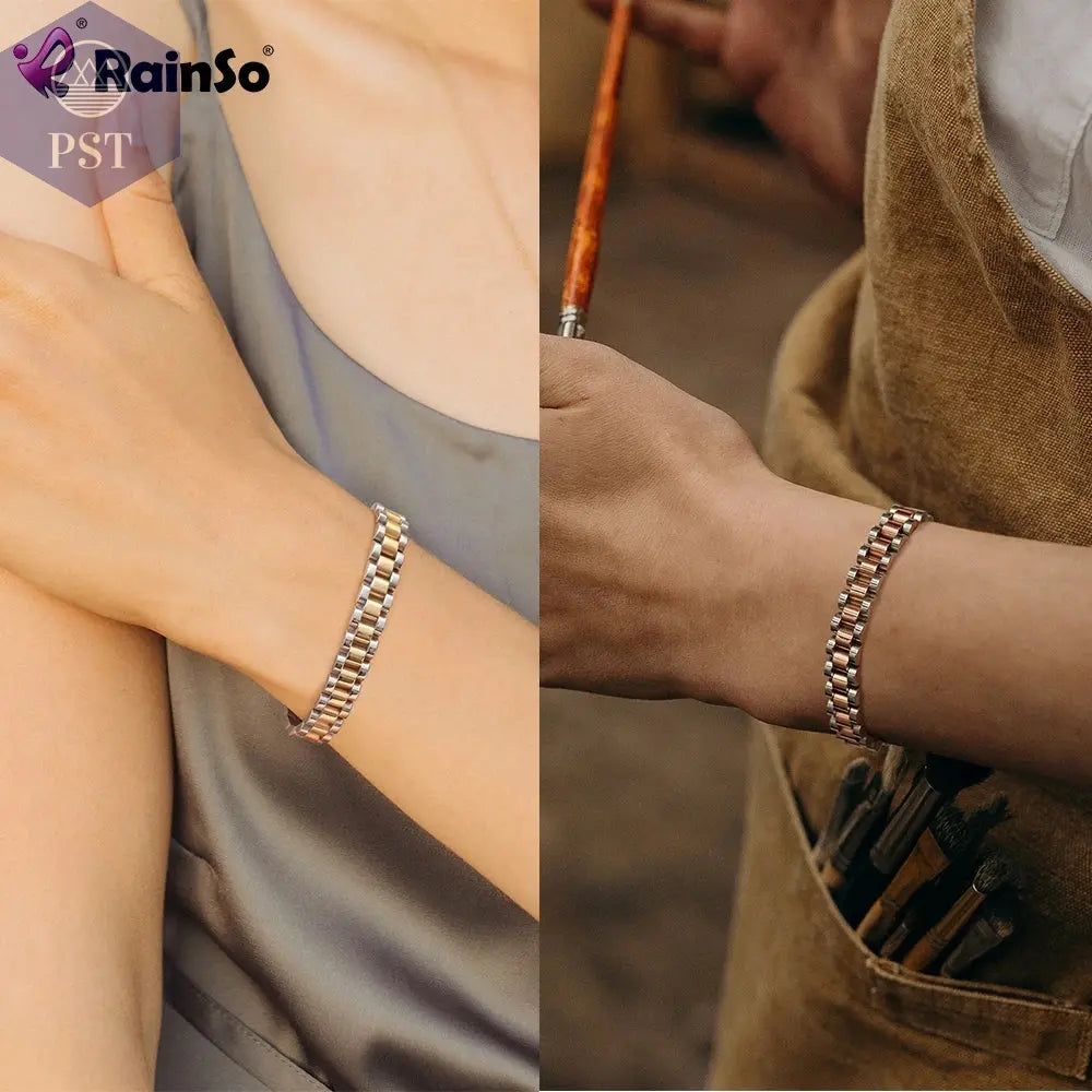 RainSo 99.999% Reinem Germanium Armband für Frauen Korea Beliebte Edelstahl Gesundheit Magnetische Germanium Energie Paar Schmuck  Modeschmuck     PST PS Tradings