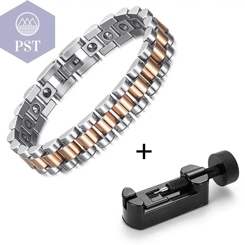 RainSo 99.999% Reinem Germanium Armband für Frauen Korea Beliebte Edelstahl Gesundheit Magnetische Germanium Energie Paar Schmuck  Modeschmuck     PST PS Tradings