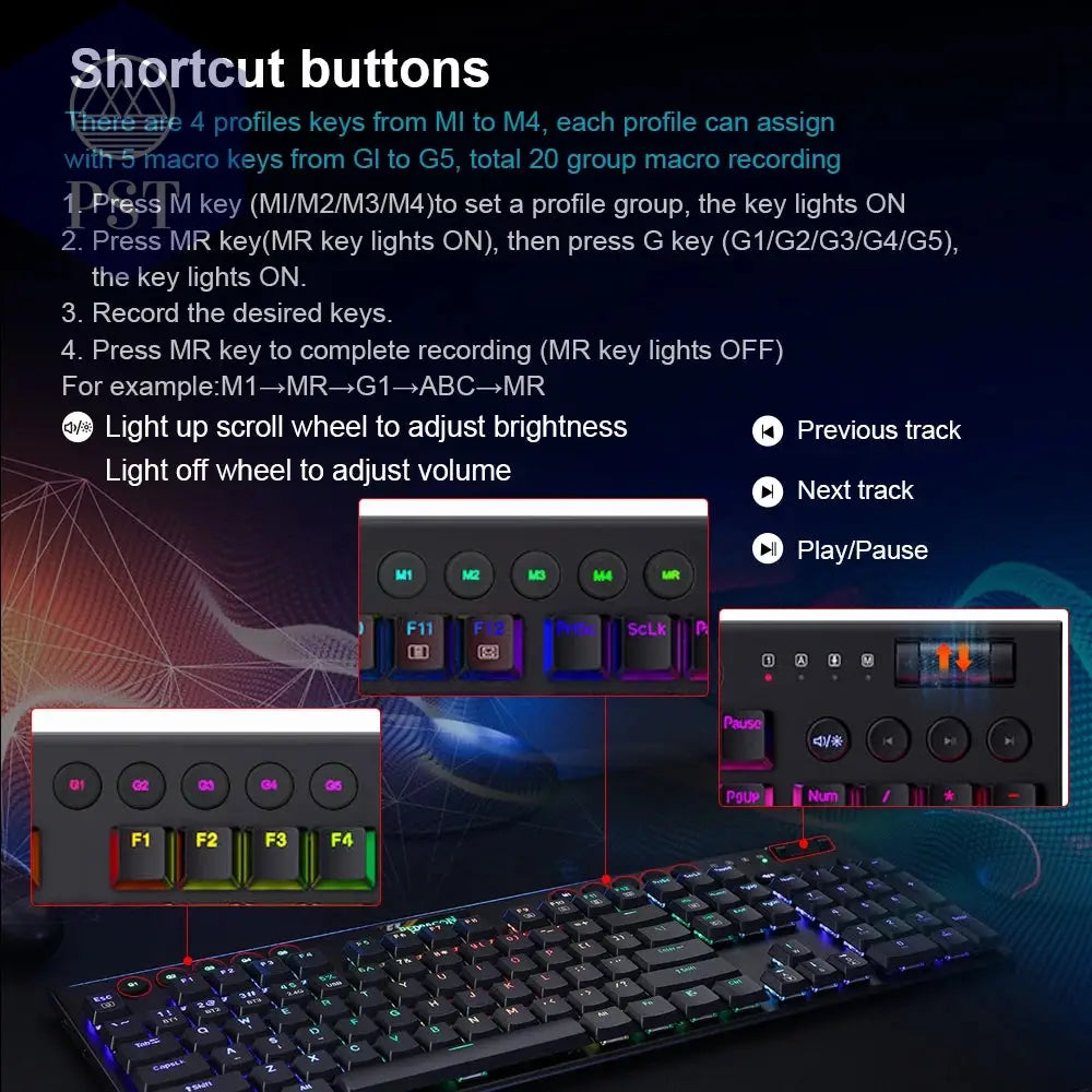 Redragon K618 RGB Wireless Gaming Tastatur PST PS Tradings   Redragon K618 RGB Wireless Gaming Tastatur
