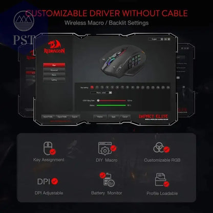 Redragon M913 Gaming Maus 16000 DPI Wireless PST PS Tradings   Redragon M913 Gaming Maus 16000 DPI Wireless