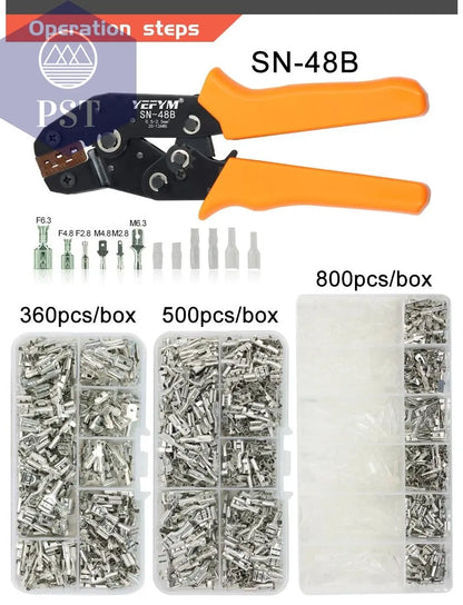 SN-48B SN-2 Wire Crimping Pliers 0.5-2.5mm2 20-13AWG for Box TAB 2.8 4.8 6.3 SM2.5 XH2.54 Terminals Sets Electrical Hand Tools  PST PS Tradings