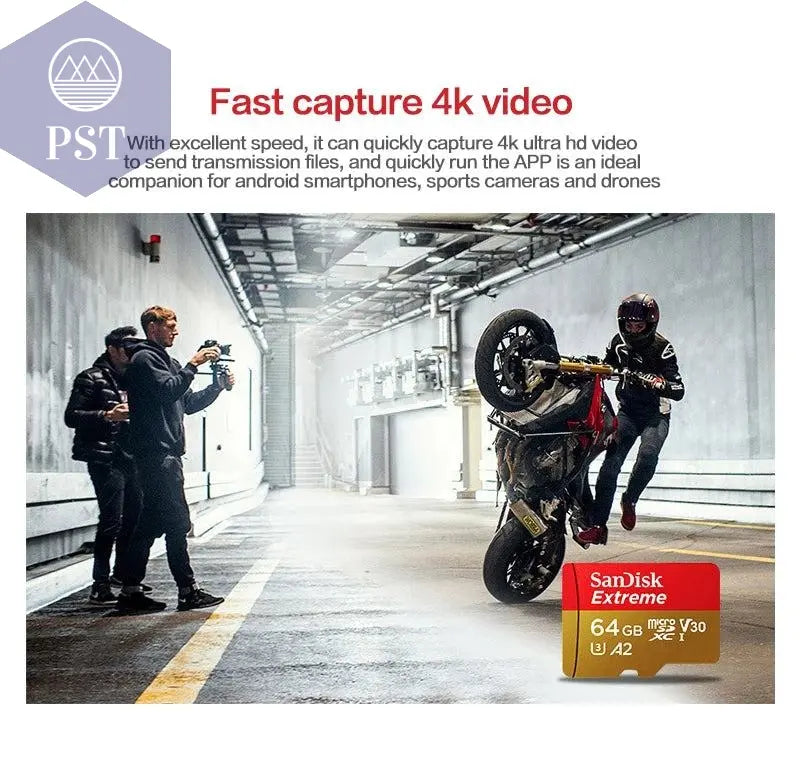 Sandisk Micro SD Card Original Extreme A2 V30 U3 SDXC Flash 32GB 64GB 128GB 256GB MicroSD Card 190MB/s TF Card for Phone Tablet - PST PS Tradings