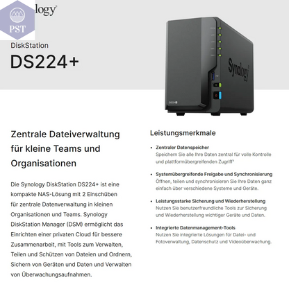 Synology DiskStation DS224+ inkl. 2*4TB Festplatten (ca. 8TB Speicher) 2-bay  Computer Zubehör     PST PS Tradings