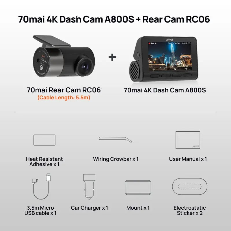 Dual Lens 4K Dashcam with Built-in GPS and Parking Monitior       PST PS Tradings