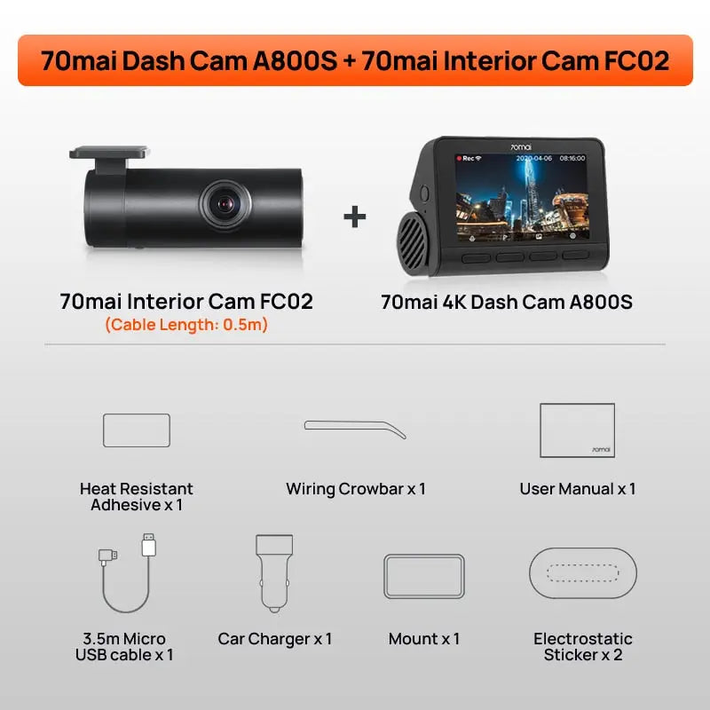 Dual Lens 4K Dashcam with Built-in GPS and Parking Monitior       PST PS Tradings